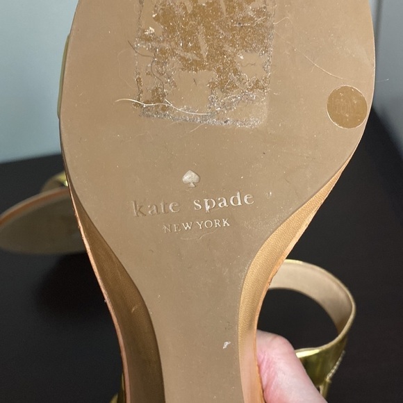 Kate Spade Wedges Sz 10 Gold Heels Metallic Sandals Party Shoes Strappy NEW - Picture 11 of 13